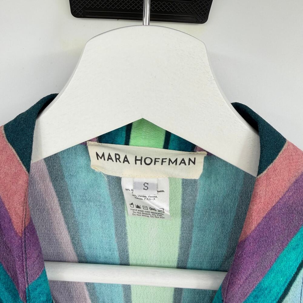 Mara Hoffman | Prism Kaleidoscope Technicolor Tribal Maxi Shirt Dress S - Picture 4 of 13